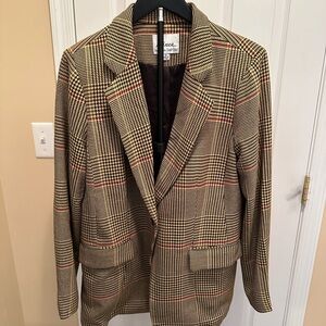 Linea by Louis Dell'Olio Brown and Cream Houndstooth Blazer - Size 12